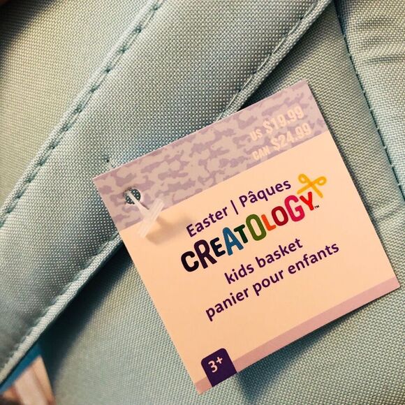 Baby Blue Easter Bunny Fabric Basket w/ Gingham Lining - Picture 7 of 7